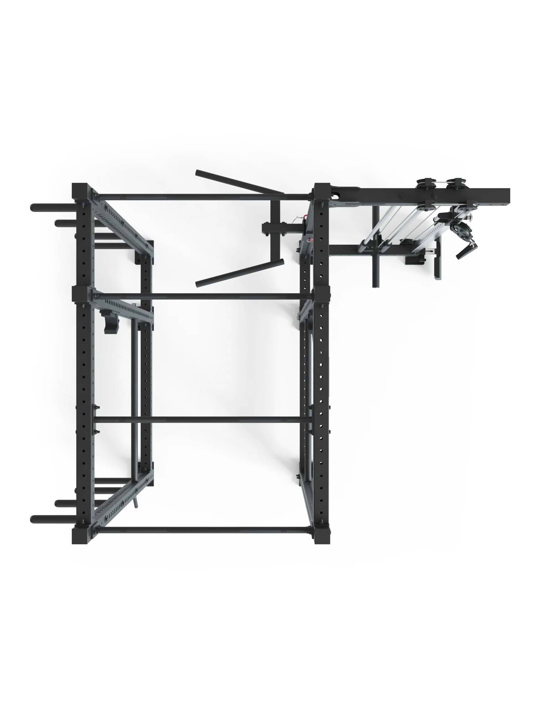 Power Rack R8-Raptor: Sprossenleiter, Dip Station, J-Hooks, 8 Weight Pins, Safeties, Bar Holder, Landmine | Squat Rack | 173x265 cm Fläche | 286kg