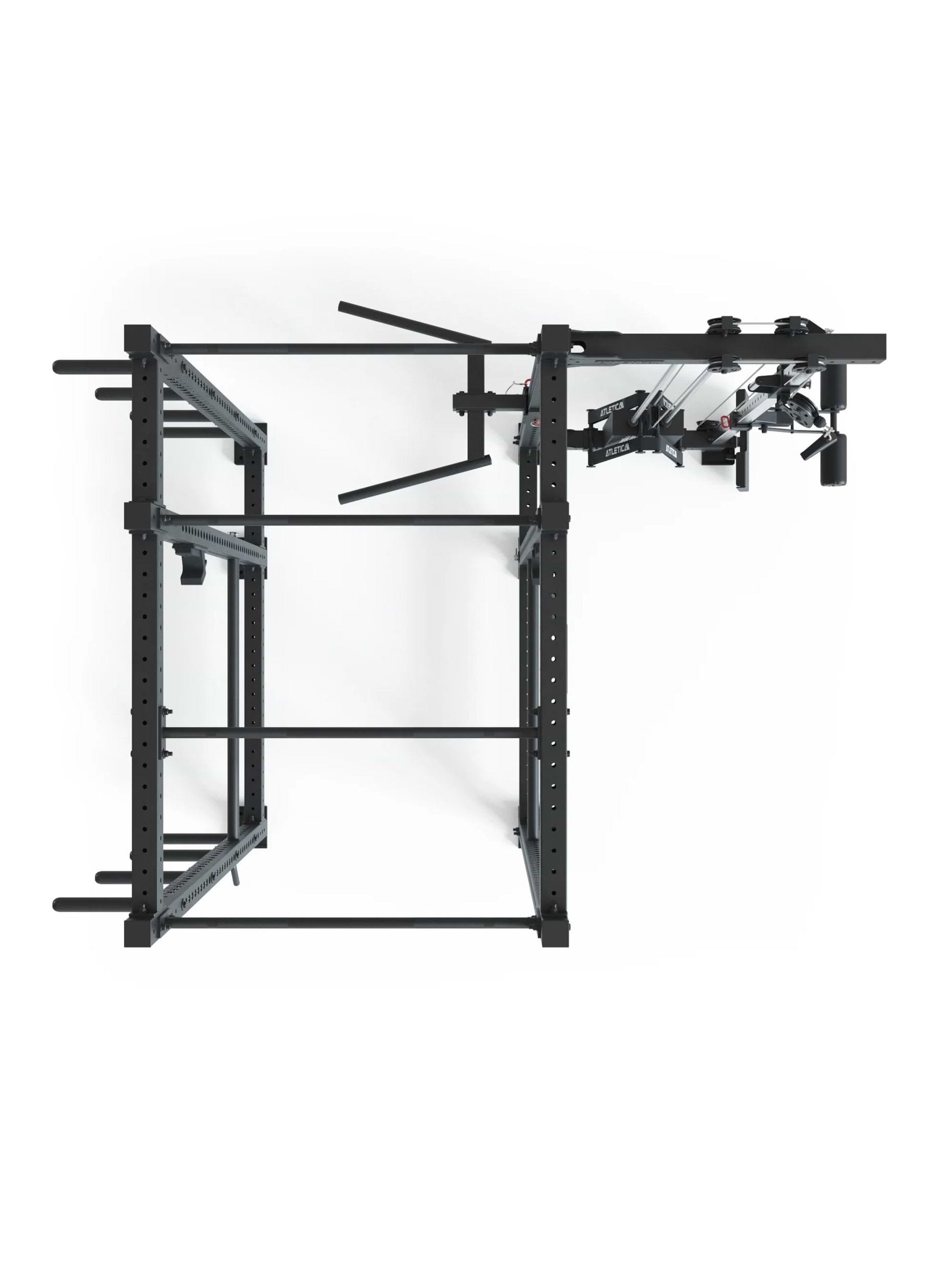 Full Rack R8-Raptor Pro: Cable Rack 90 kg Stack, Sprossenleiter, Dip-Holme, J-Hooks, 8 Weight Pins, Safeties, Bar Holder, Landmine | 173x265 cm Fläche