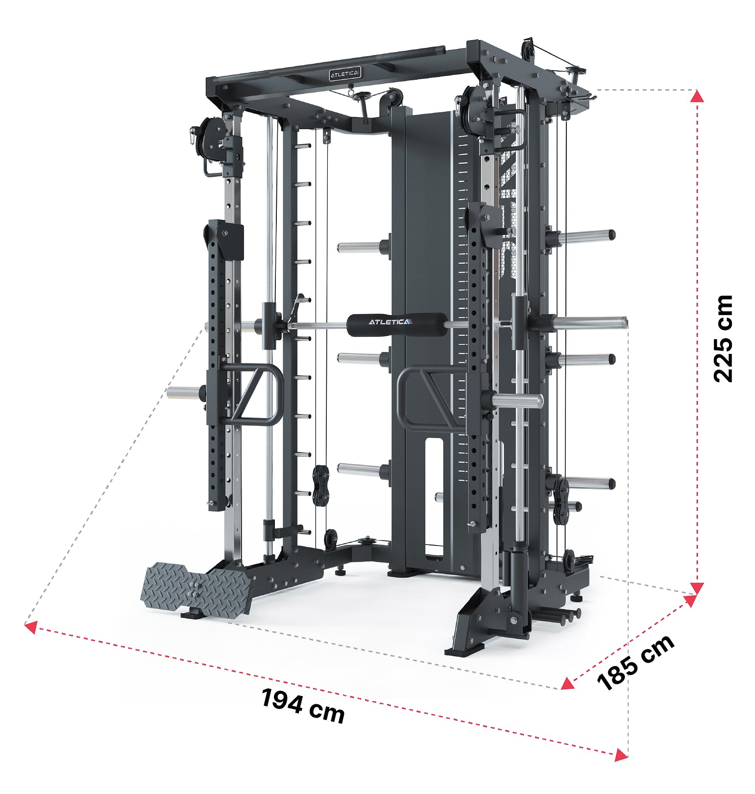 SEK FullForce Set Multipresse von Atletica: Dimensionen
