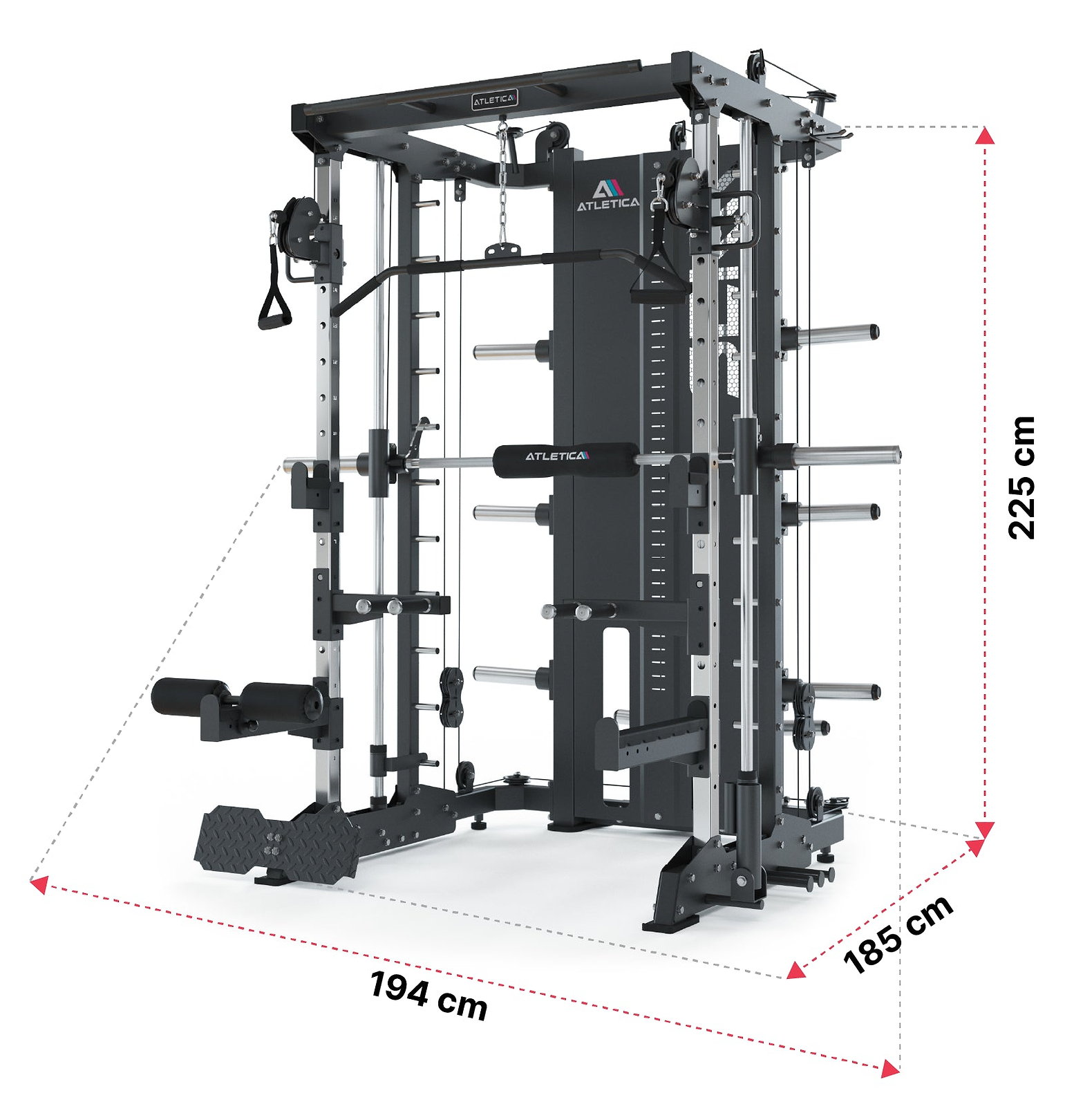 SEK Plate Load Set Multipresse von Atletica: Dimensionen