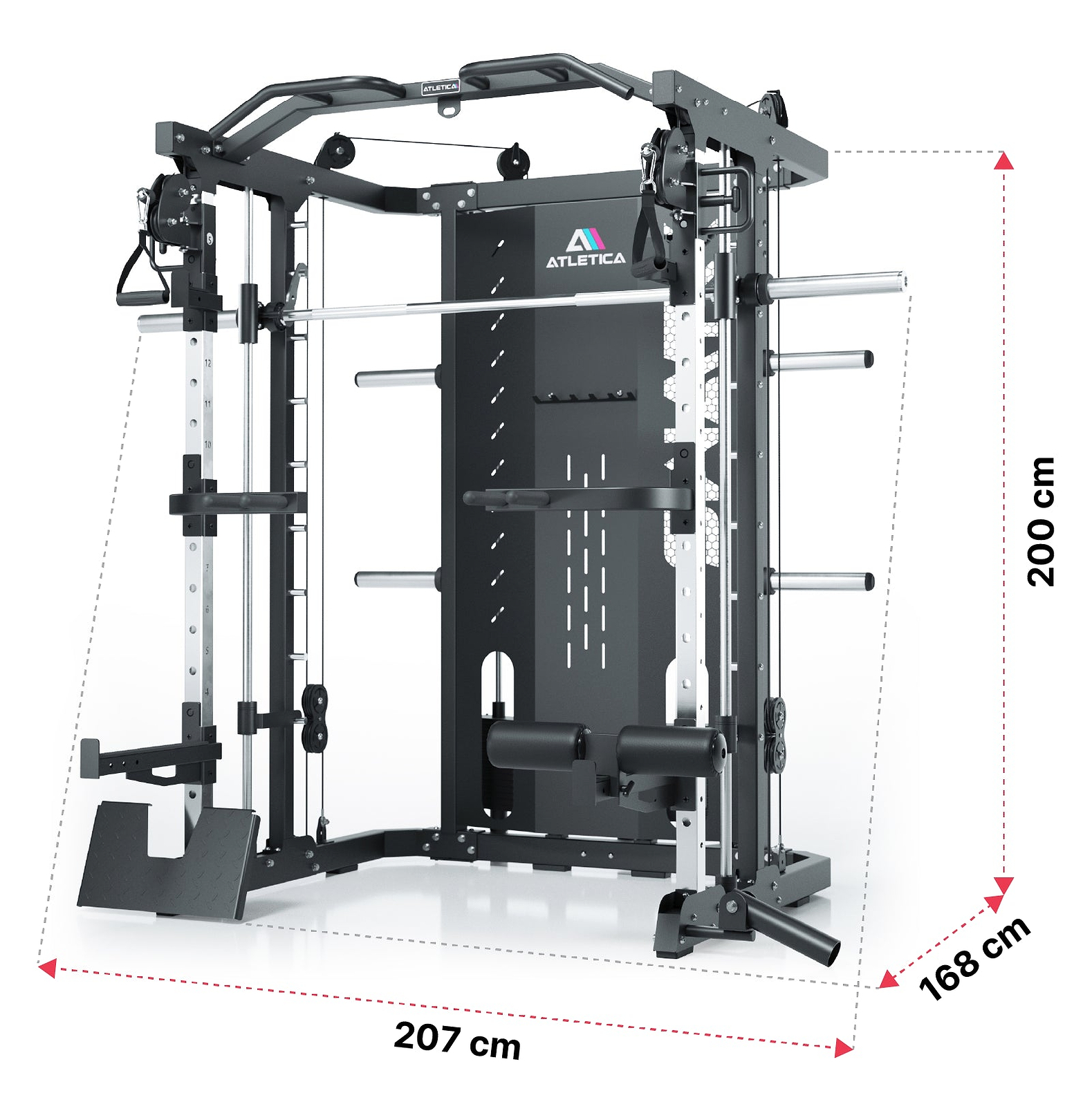 SWAT Low Multipresse von Atletica: Dimensionen