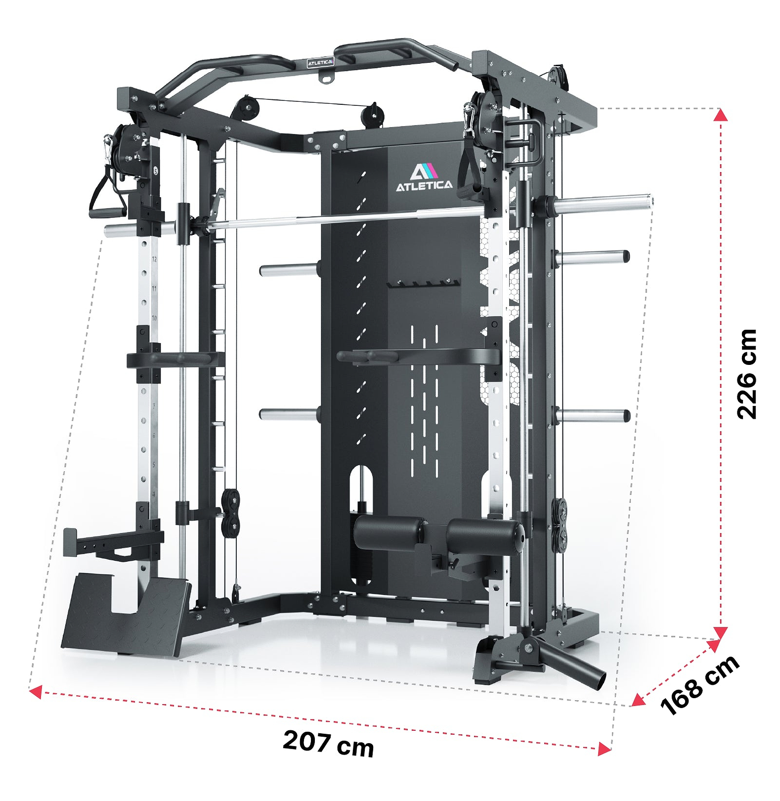 SWAT Performance Multipresse von Atletica: Dimensionen