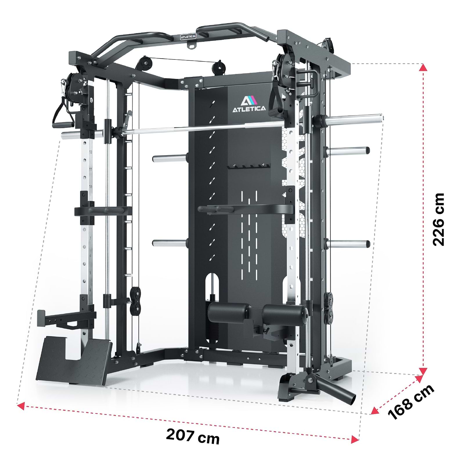 SWAT Performance Multipresse von Atletica: Dimensionen