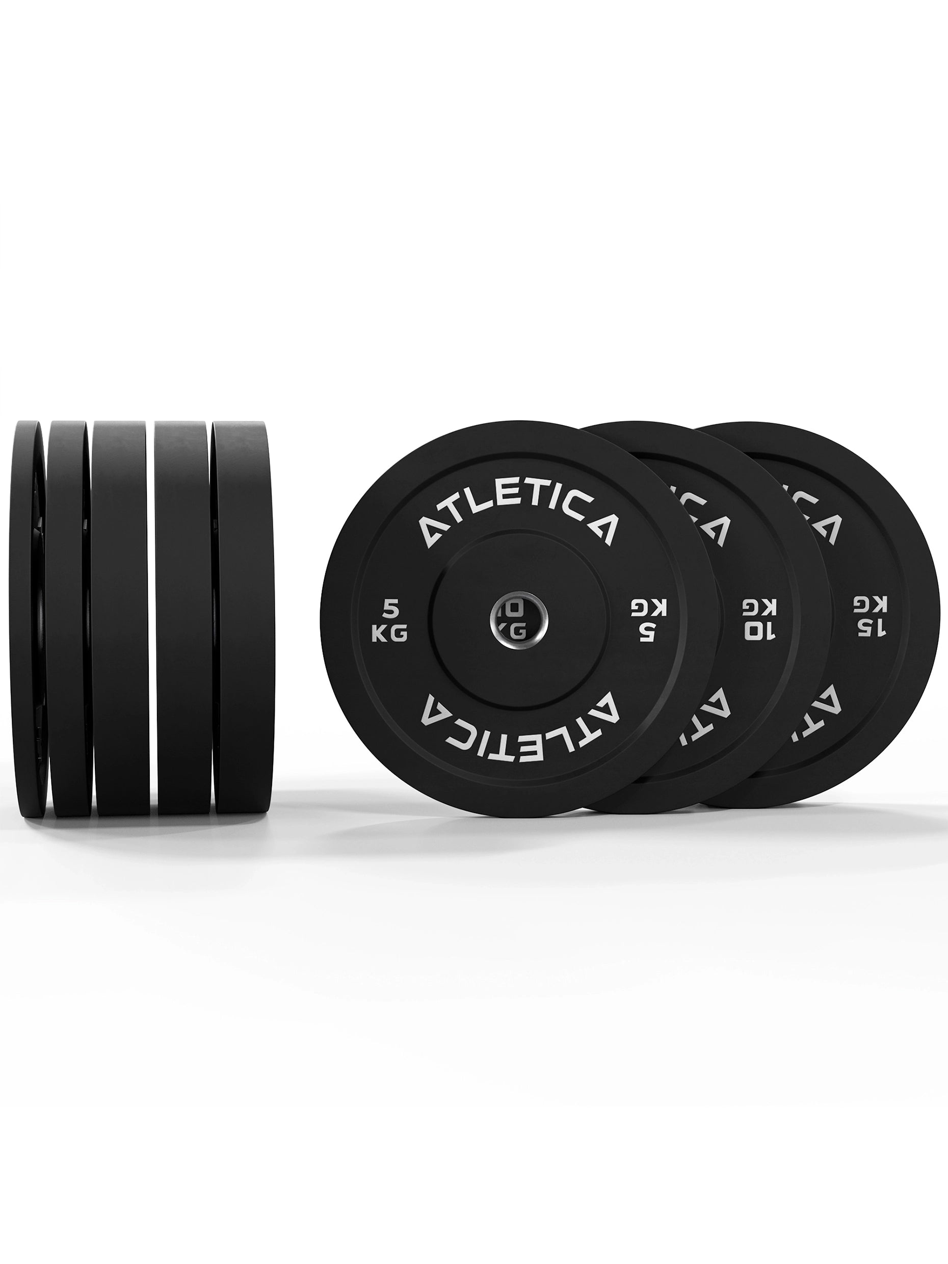 Bumper Plates Hantelscheiben Set: 90 kg Set bestehend aus 2x 5 kg ∣ 2x 10 kg ∣ 4x 15 kg | 50 mm