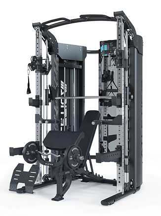 Atletica Quantum Fullbody Set: Kraftstation, B2 verstellbare Fullbody Hantelbank, 2x36 kg Quad Kurzhanteln, Classic Iron Plates und Solidprotect Bodenschutz