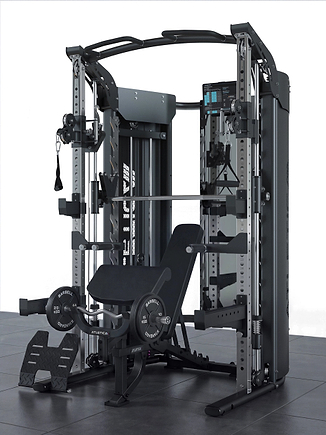 Atletica Quantum Fullbody Set: Kraftstation, B2 verstellbare Fullbody Hantelbank, 2x36 kg Quad Kurzhanteln, Classic Iron Plates und Solidprotect Bodenschutz