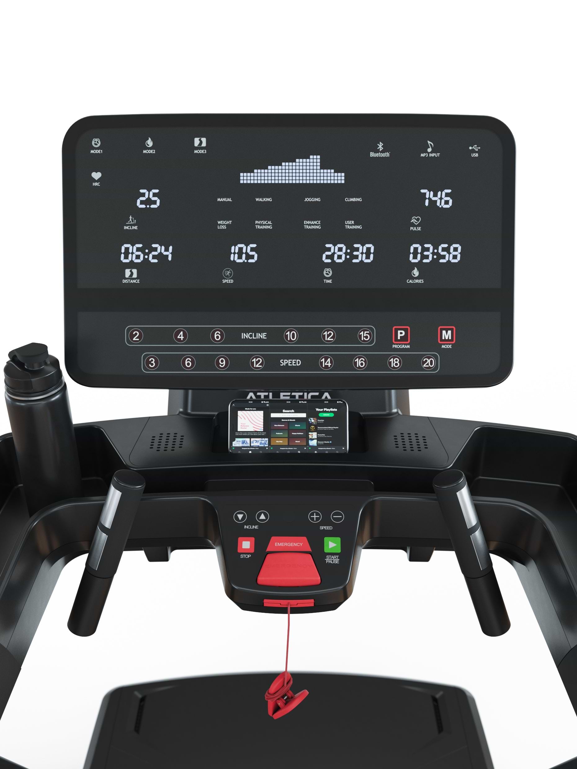 Laufband SprintMaster: großes Display, Bildschirm mit allen wichtigen Anzeigen