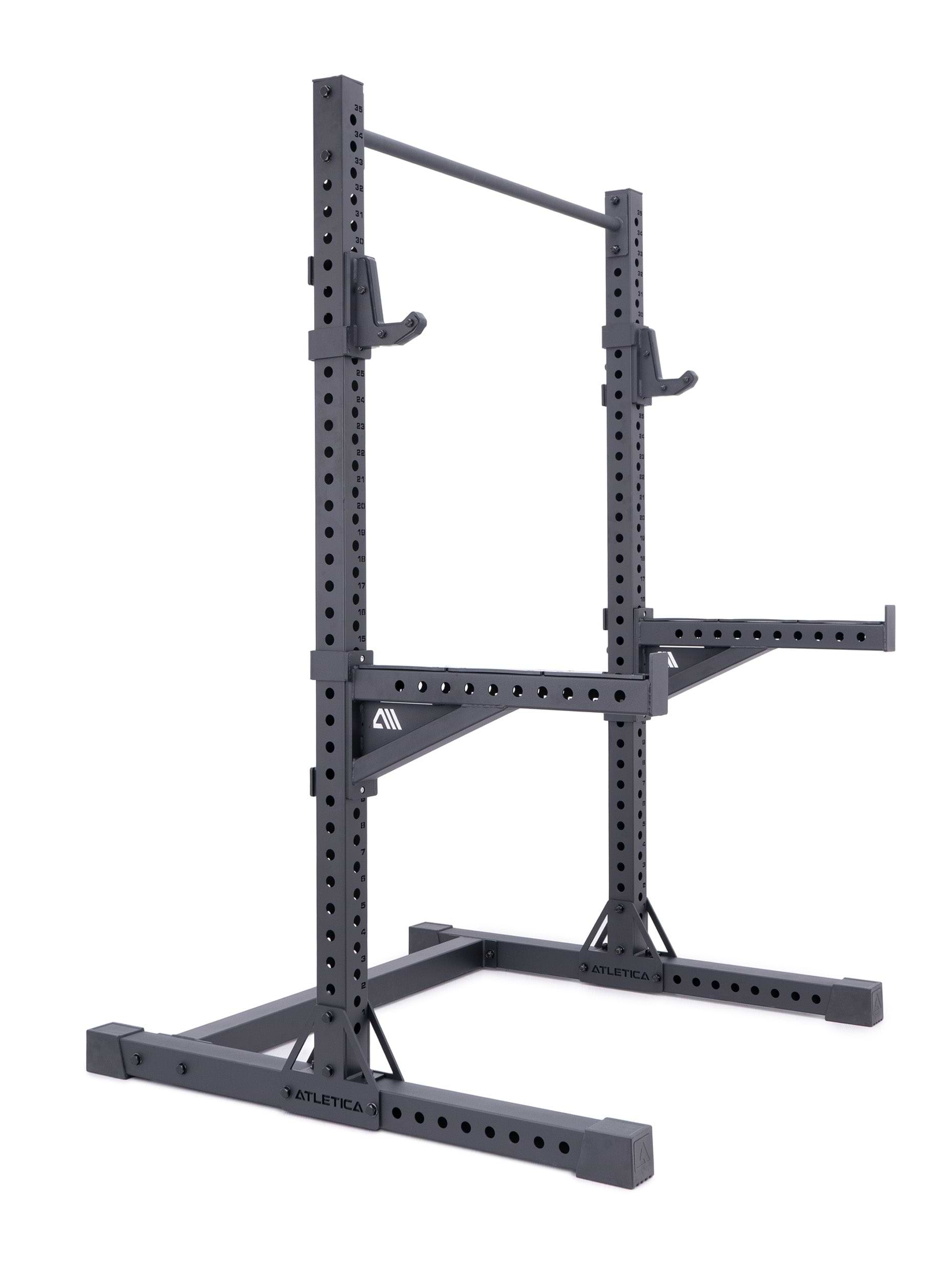 Rack, Squat Rack R7 Serie: ideal für Räume mit unterschiedlichen Deckenhöhen | Spotter Arms, weite J-Hooks inklusive 