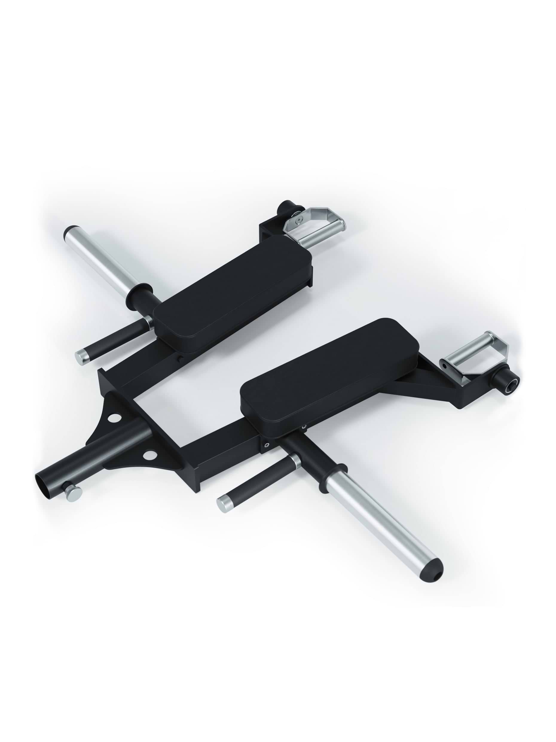 Tackle Squat Attachment: Passend für Olympia Langhantelstangen,
Sicherer Halt durch Gewindestift,
Dicke Polsterung für maximalen Komfort,
Gerändelte, drehbare Griffe für optimalen Grip