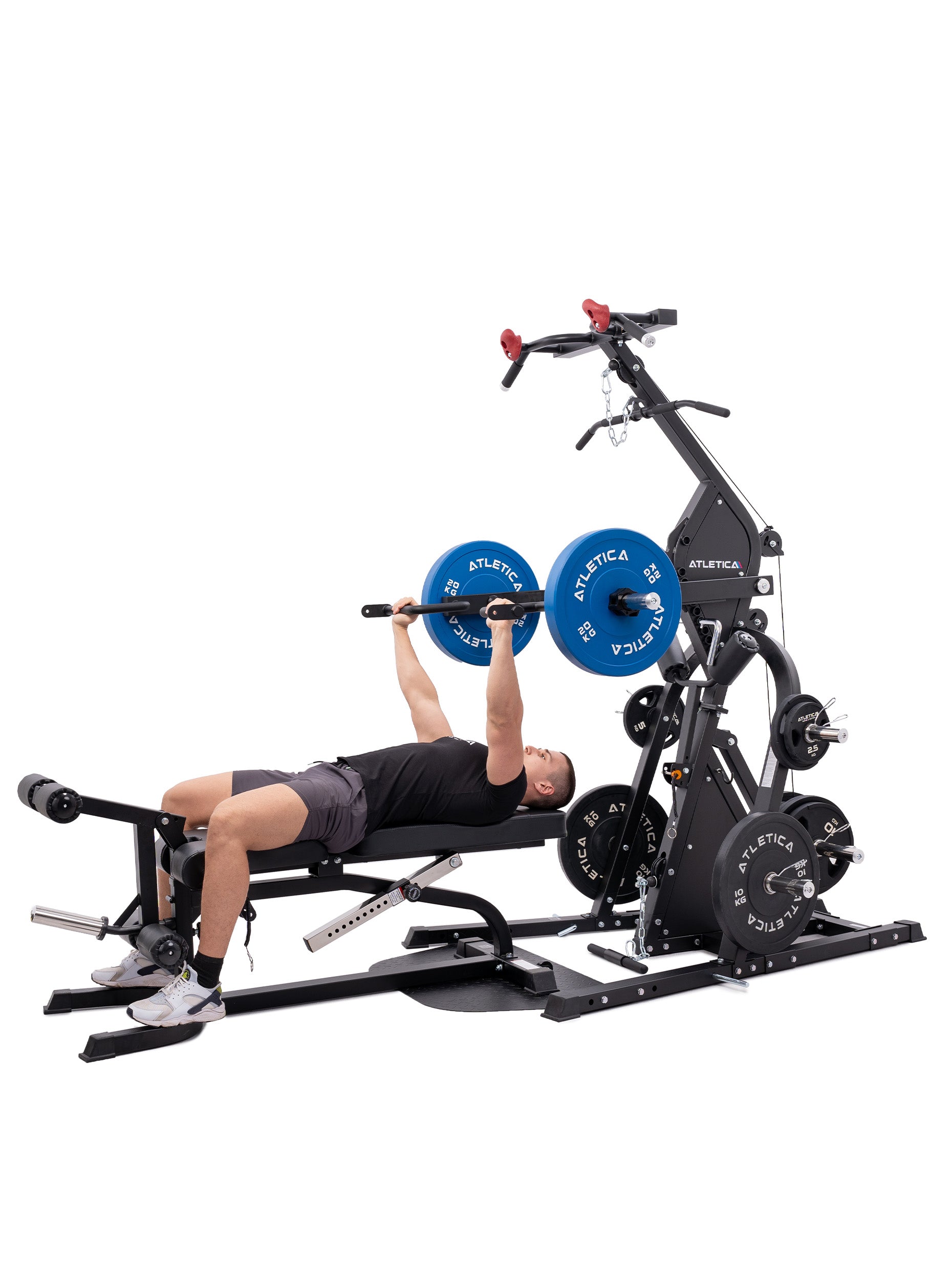 Kabelzugstation Triton, Multigym Triplex Station: Latzugstation mit Klimmzugstange, Hebelarme, 