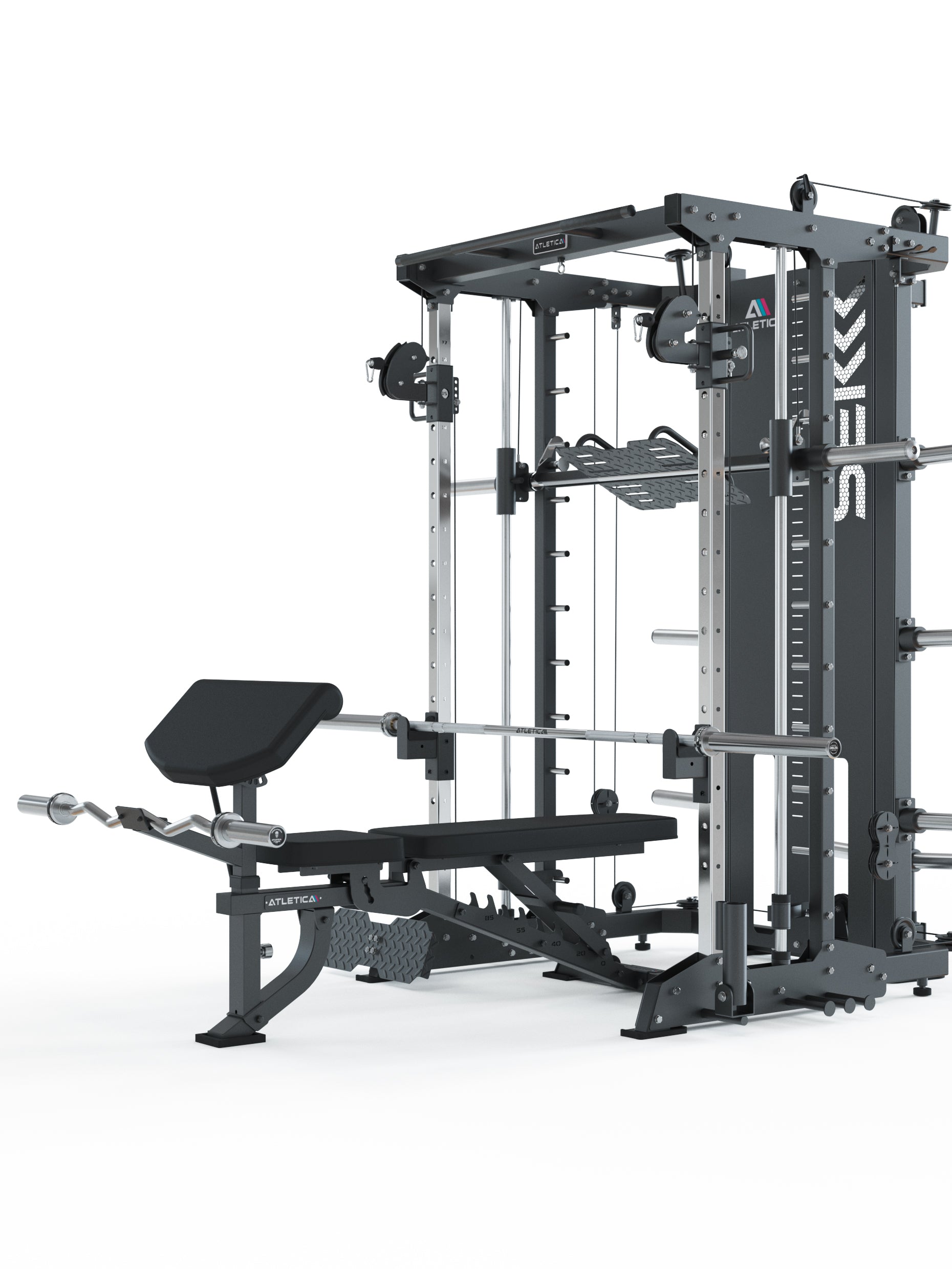 SEK Kraftstation mit B2 Hantelbank und Delta Hantelstange von Atletica