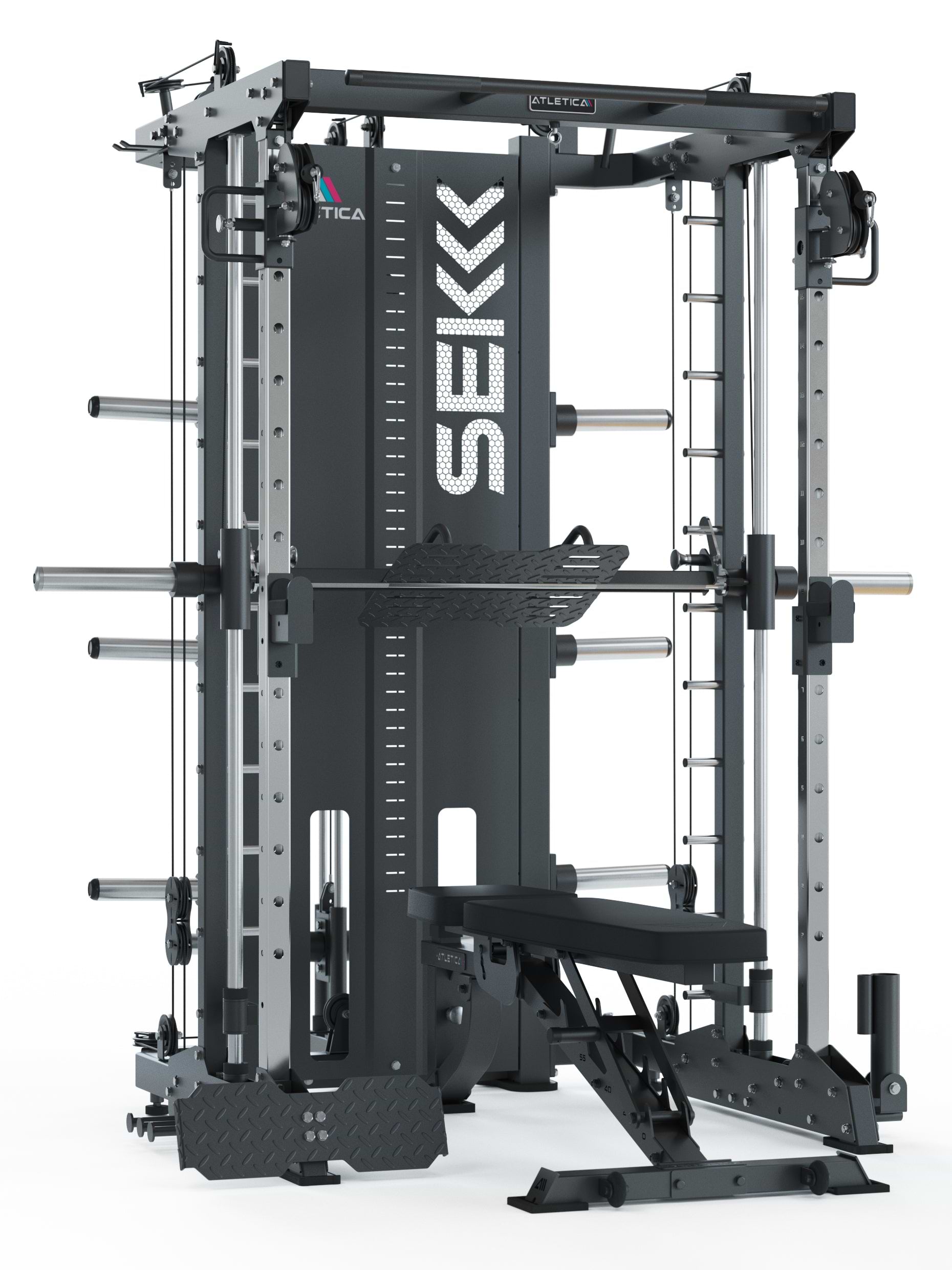 SEK Kraftstation mit Multipresse, B2 Hantelbank und Leg Press