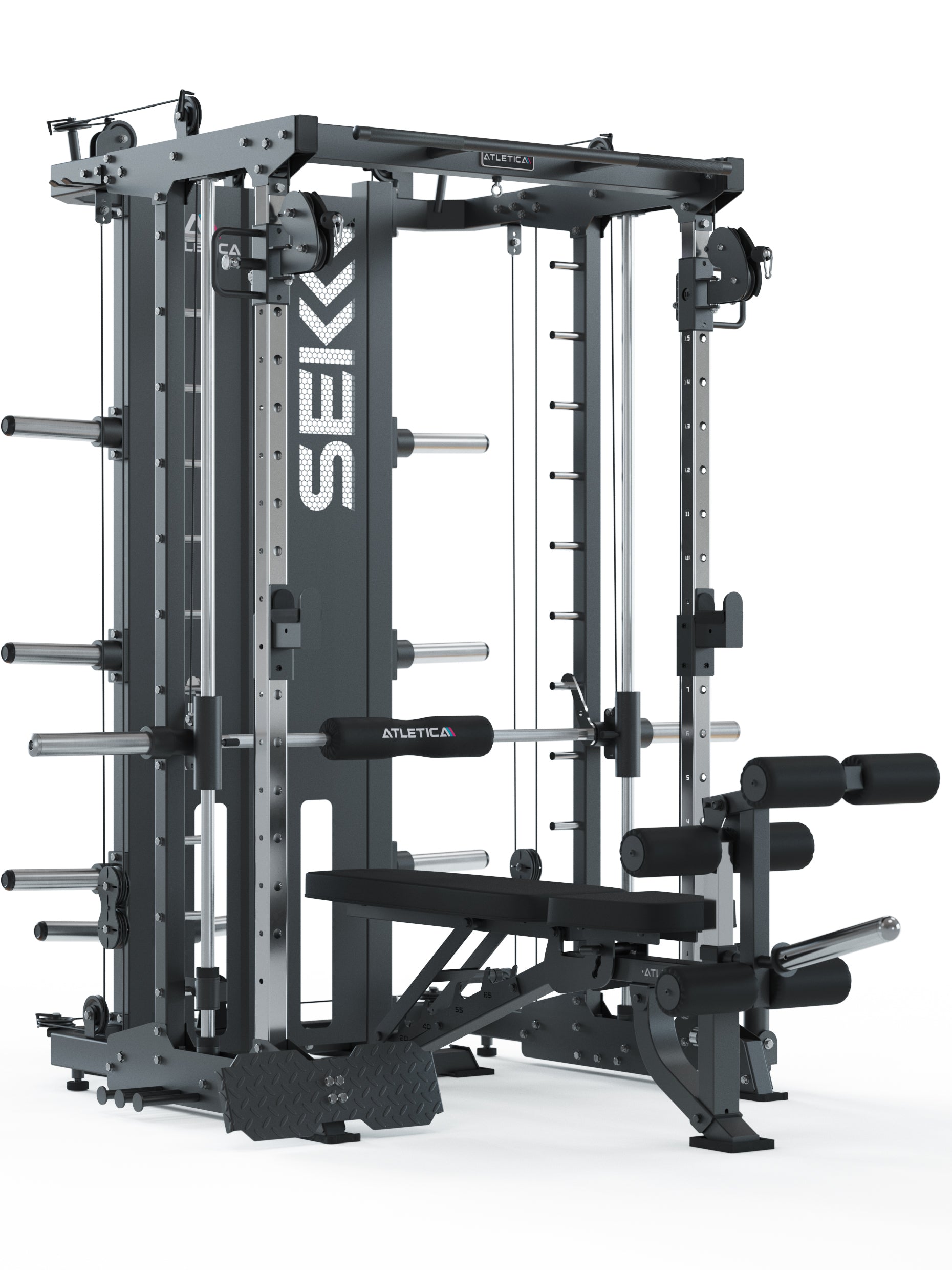 SEK Kraftstation mit Multipresse und B2 LegMaster Hantelbank für Bankdrücken