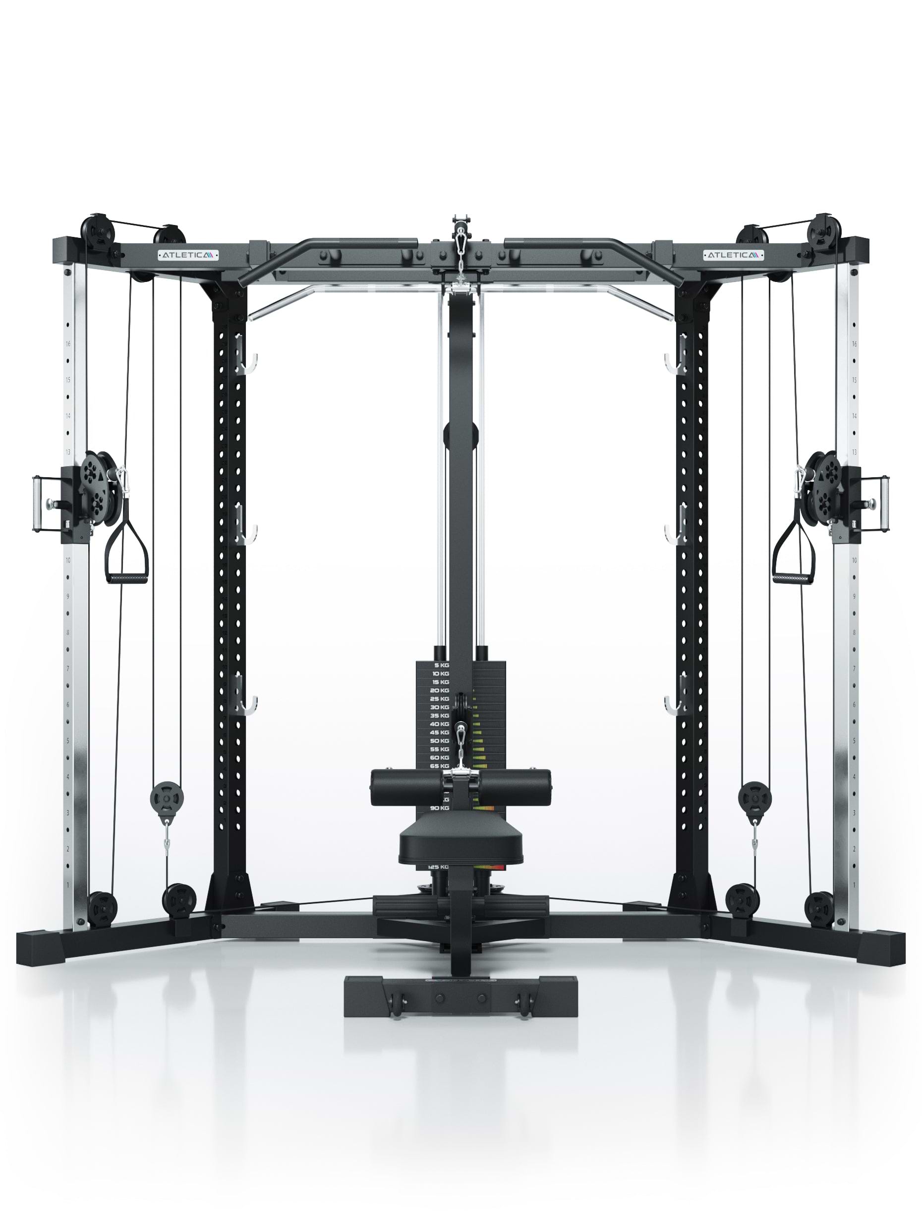 Kabelzugstation: X-TRIA mit Gewichten,  abnehmbarer Hantelbank: 