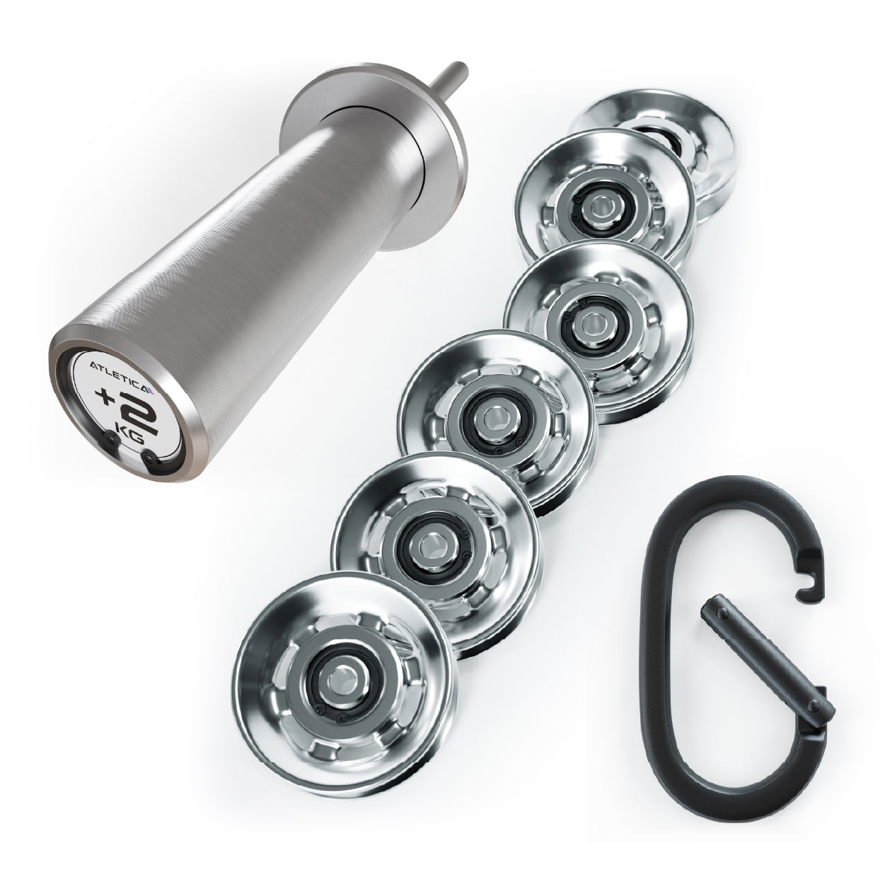 Weight Pin, Seilrollen und Karabinerhaken im Set