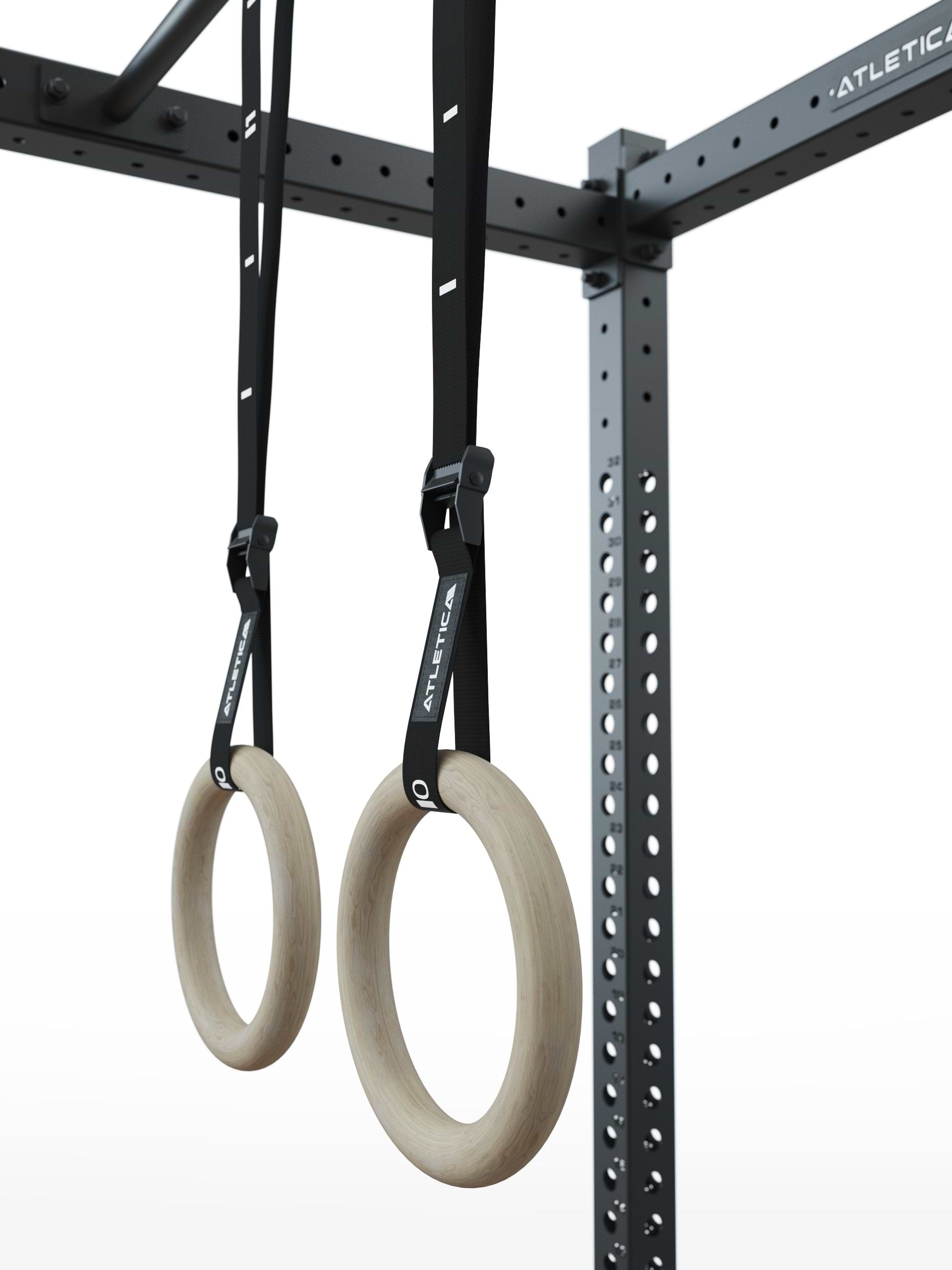 Holz Turnringe am Power Rack