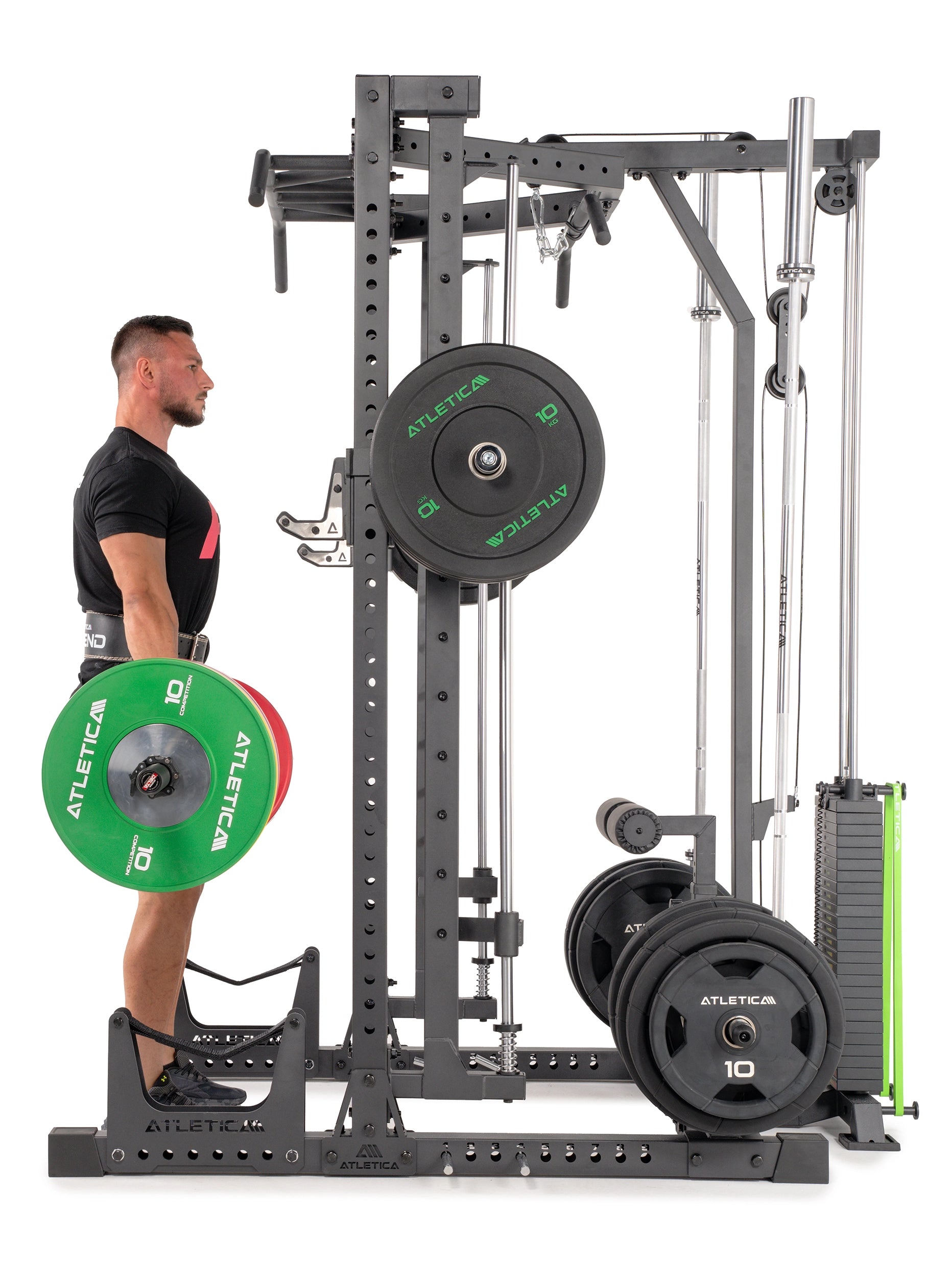 Deadlift aan het deadlift station van het Squat Rack R7 Nemesis