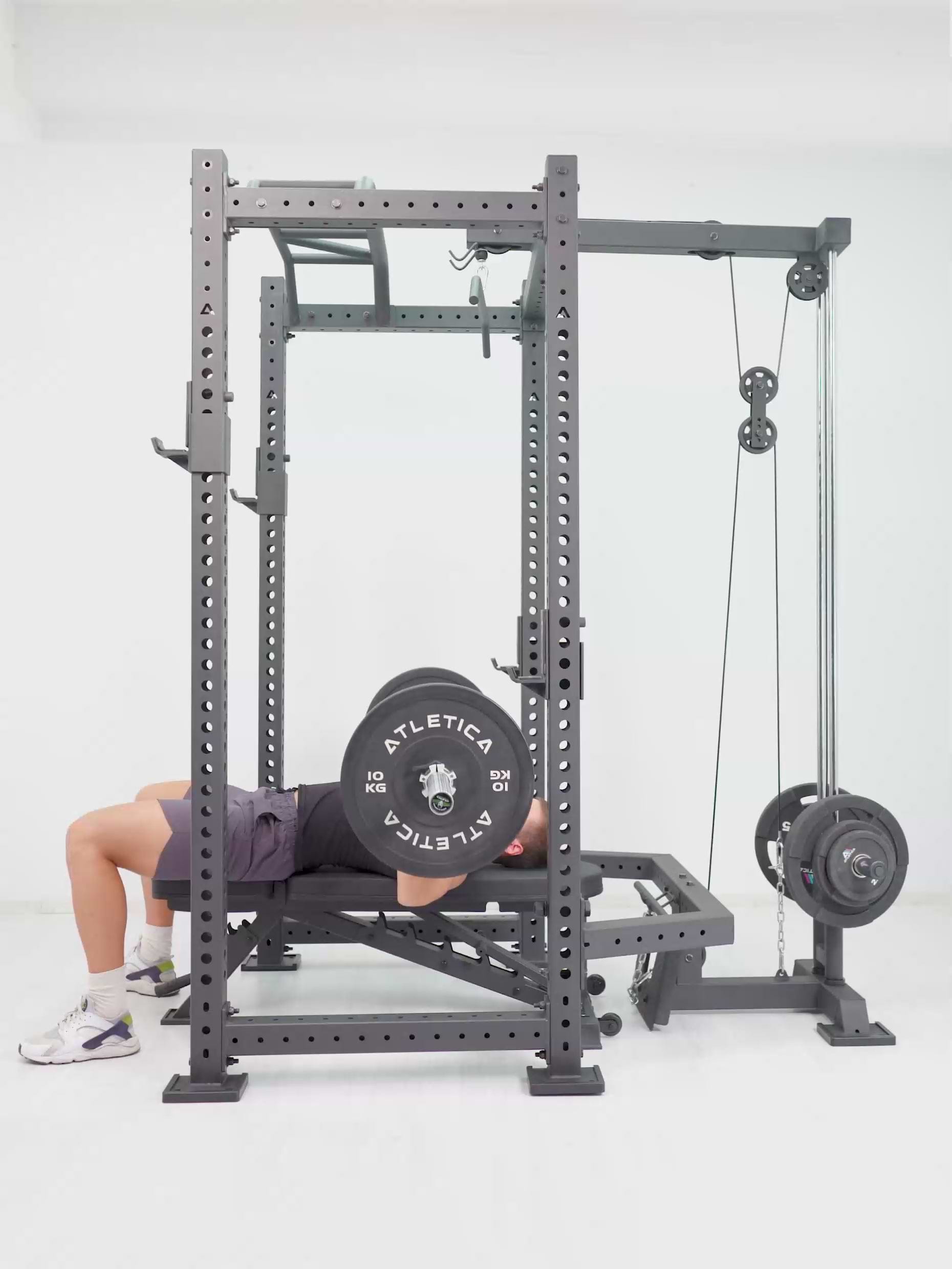 Power Rack R8-BlackHawk: Plate Loaded mit Latzug & Rudereinheit 
