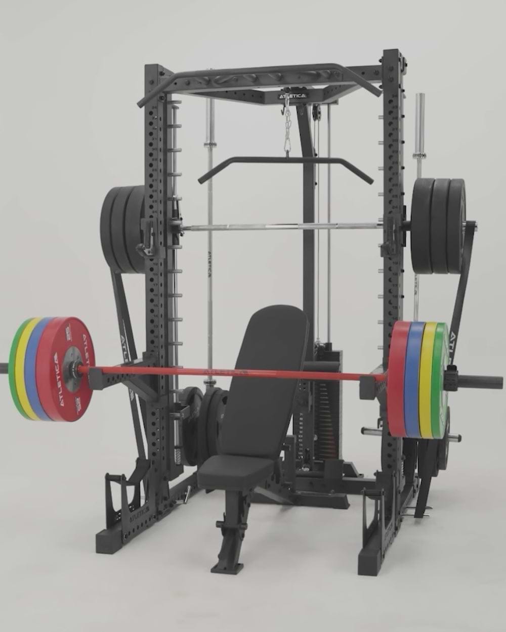 R7 Nemesis Squat Rack mit Steckgewichten und Multipresse Video