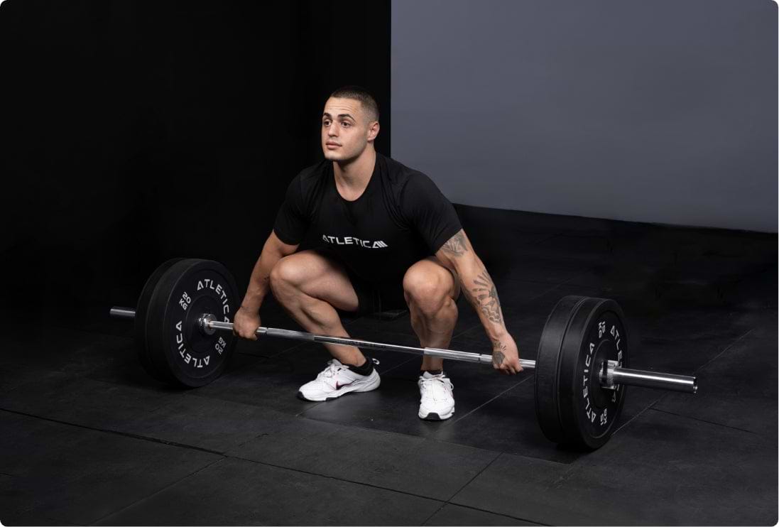 Hantelstange Alpha on Atletica: speziell für Olympisches Gewichtheben; Karlos Nasar beim Kreuzheben