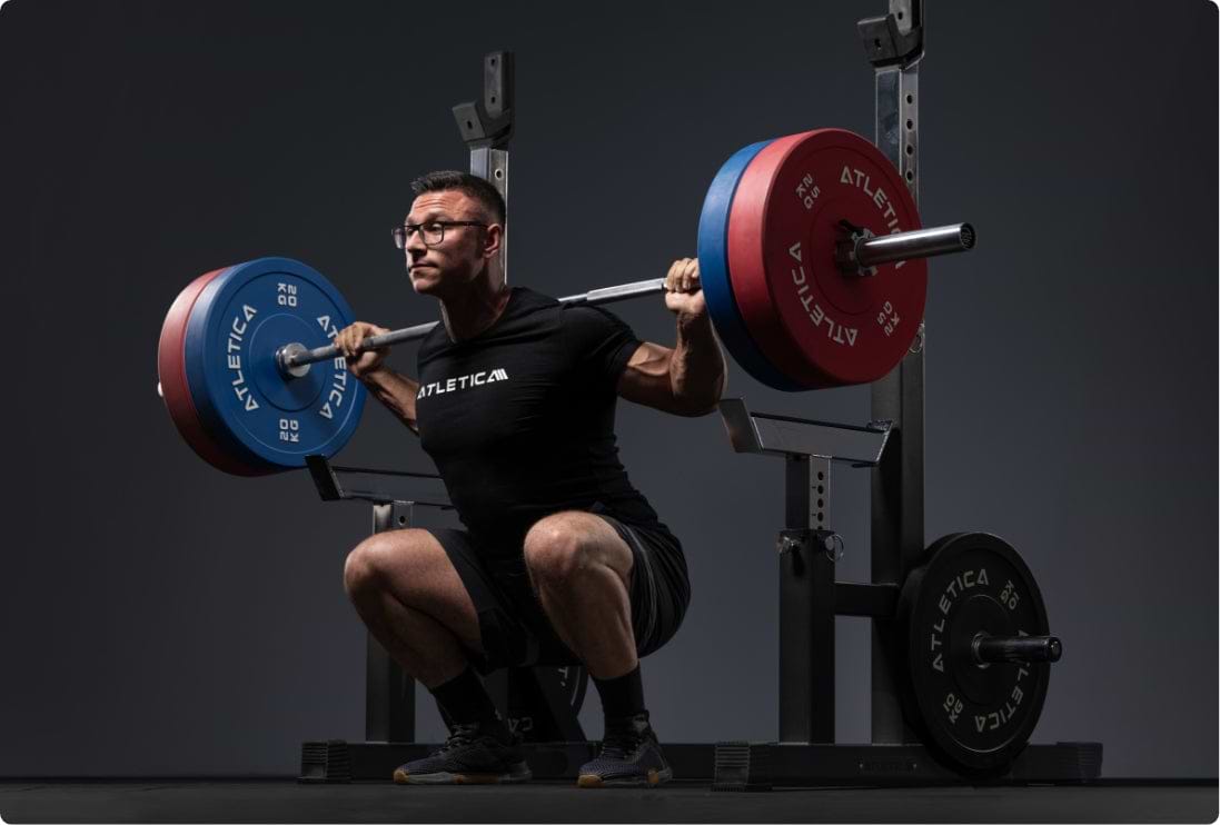 Langhantel Beta Kniebeuge: Größerer Ladebereich für Gewichtsscheiben