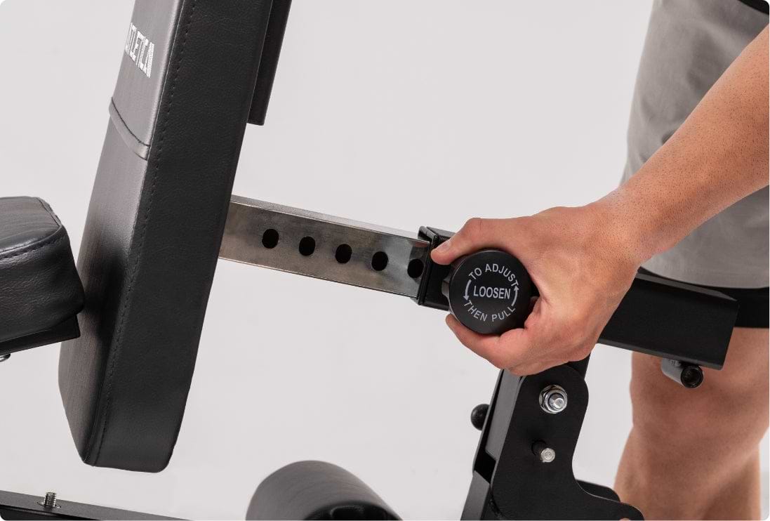 Fullbody Multitrainer: Mühelose Verstellung der Polster für optimale Anpassung an Körpergröße und Biomechanik