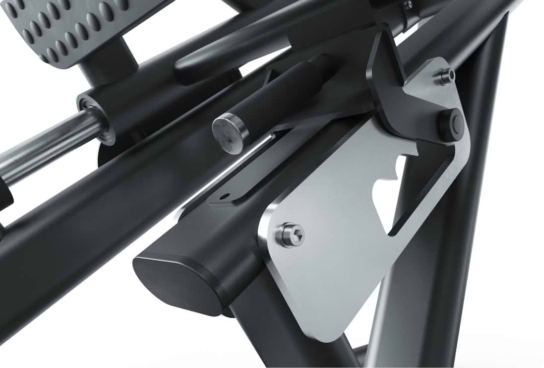 Beinpresse Hyperleg: Sicherheitsmechanismus mit Notablage und Haltegriffen 