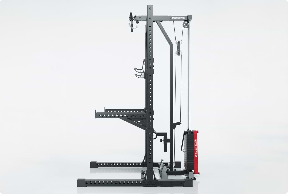 R7 Rider Squat Rack und Latzug mit Steckgewichten