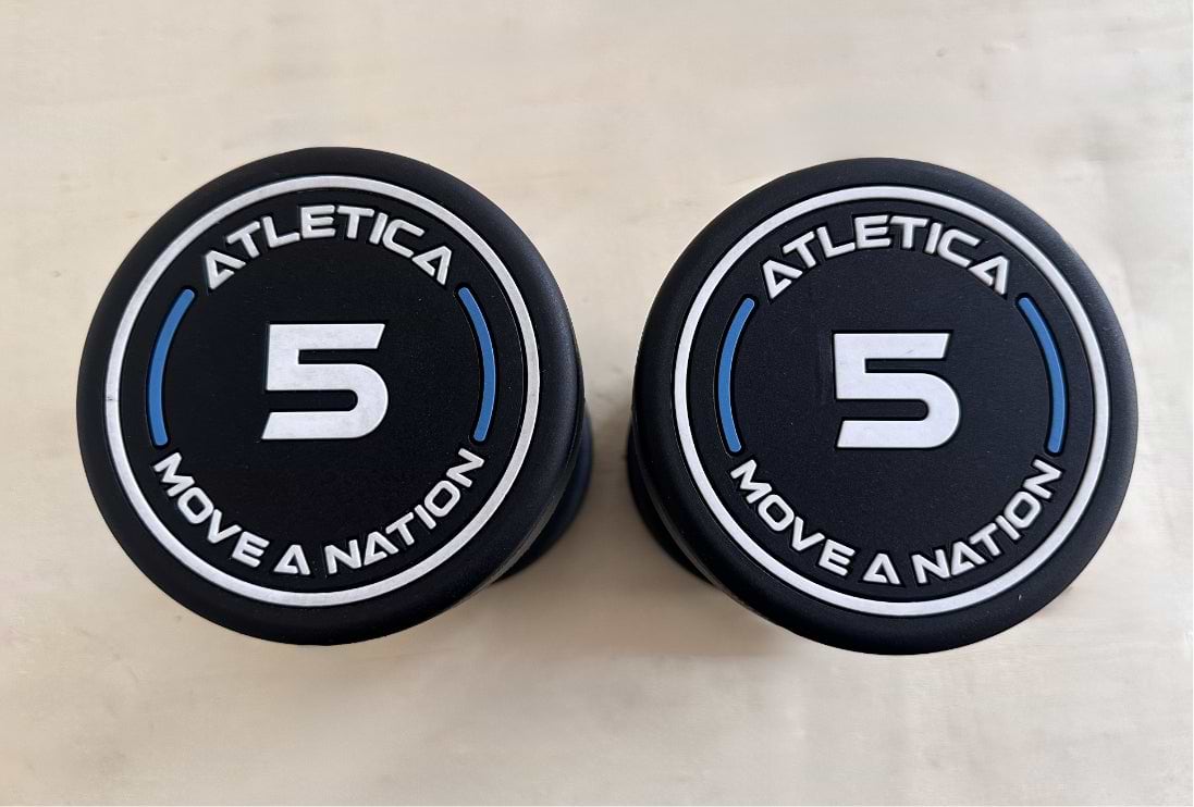 Gewichtsangaben der Rundhanteln Pro von Atletica, 5kg Paar