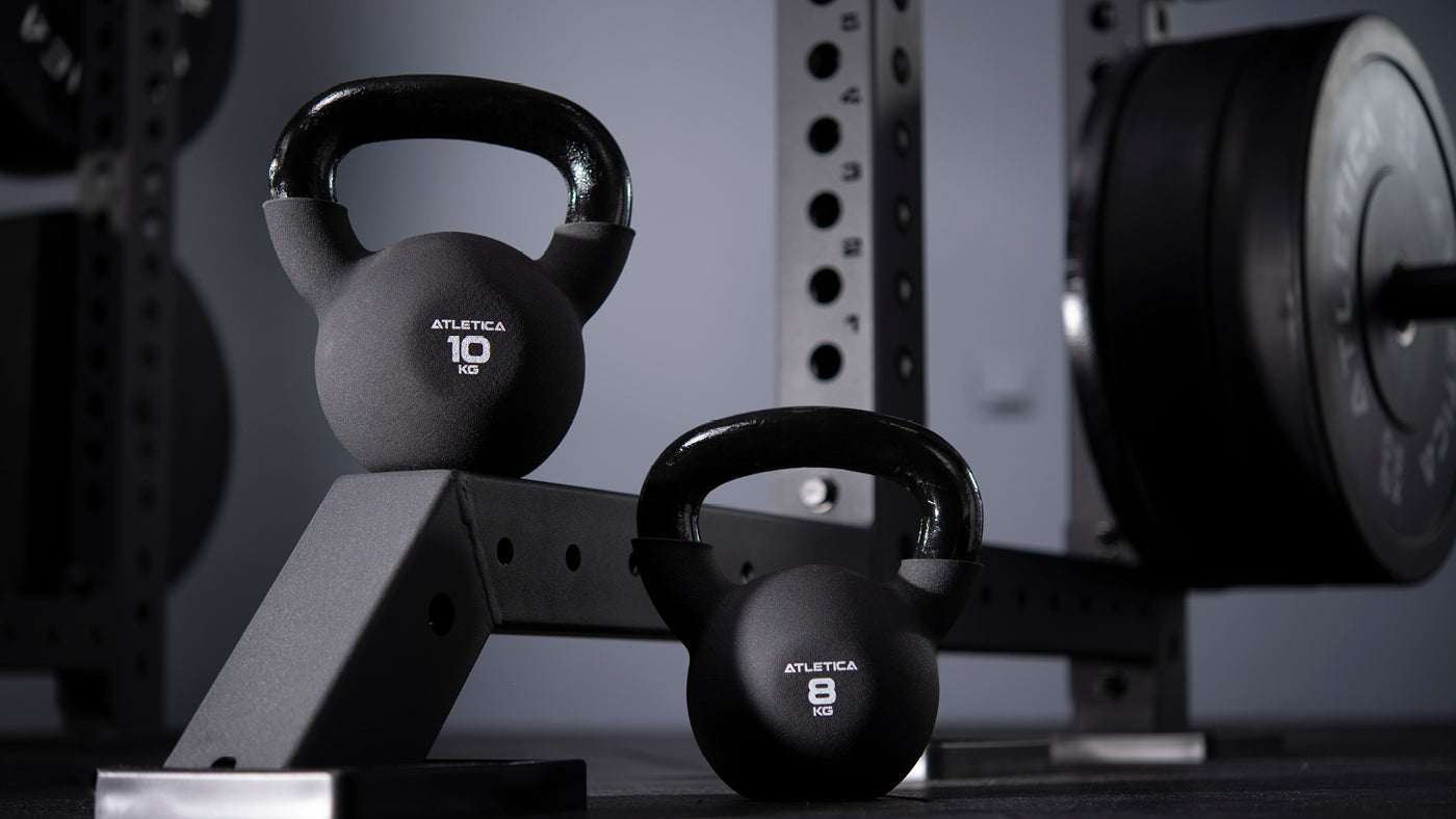 Kettlebells on the frame of the R8 Power Rack