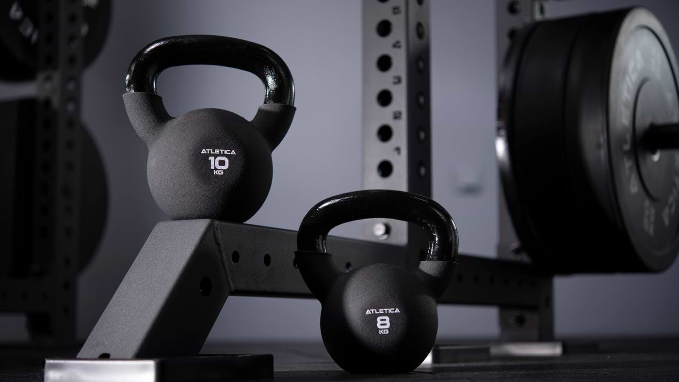 Kettlebells on the frame of the R8 Power Rack