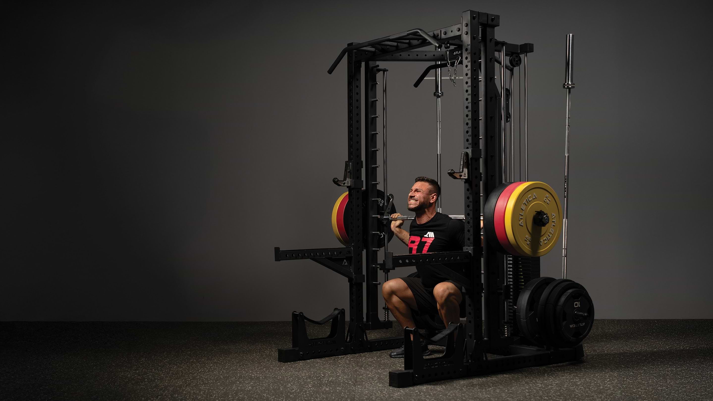 Squat Rack Squat in Cage