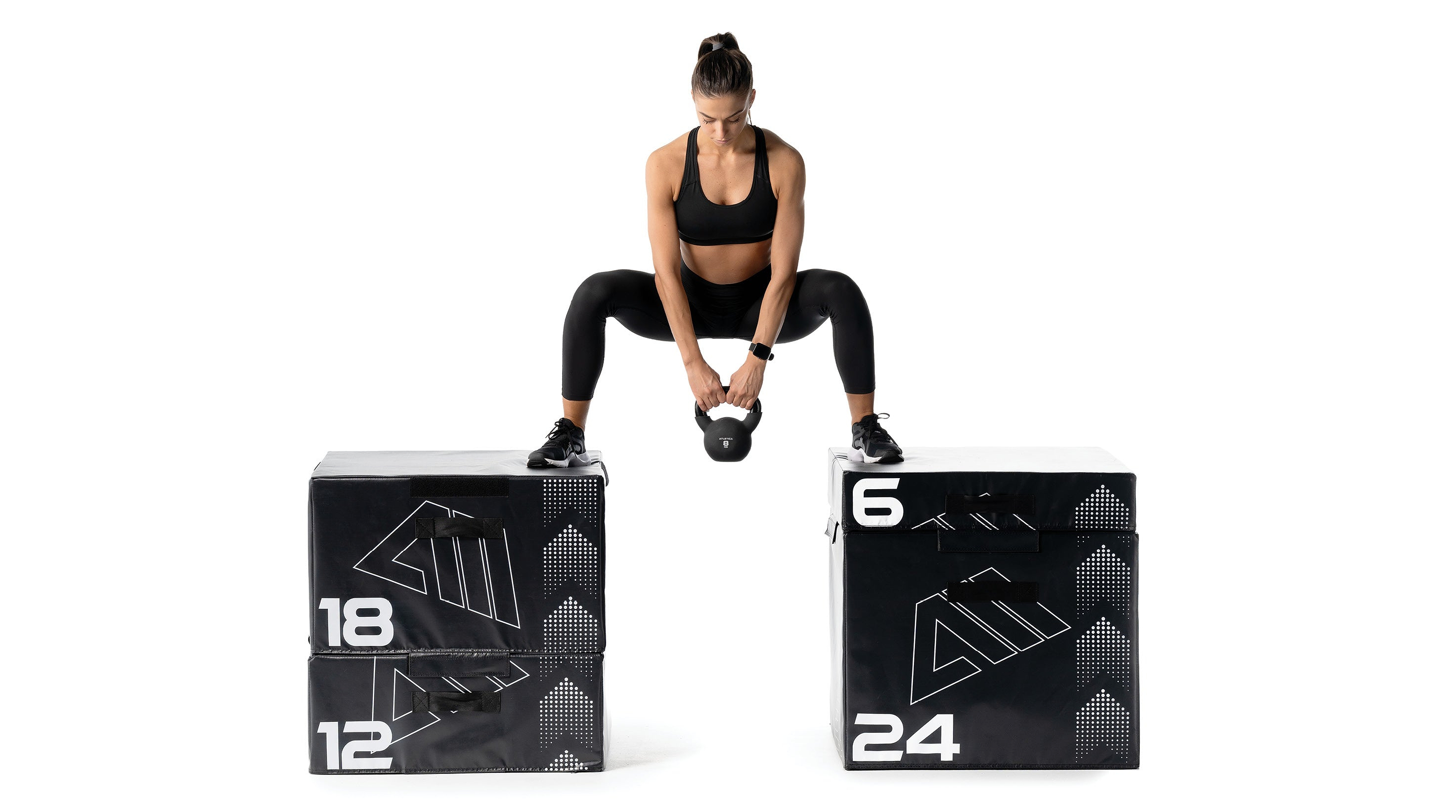 2 Plyo Boxes Kettlebell Kniebeuge