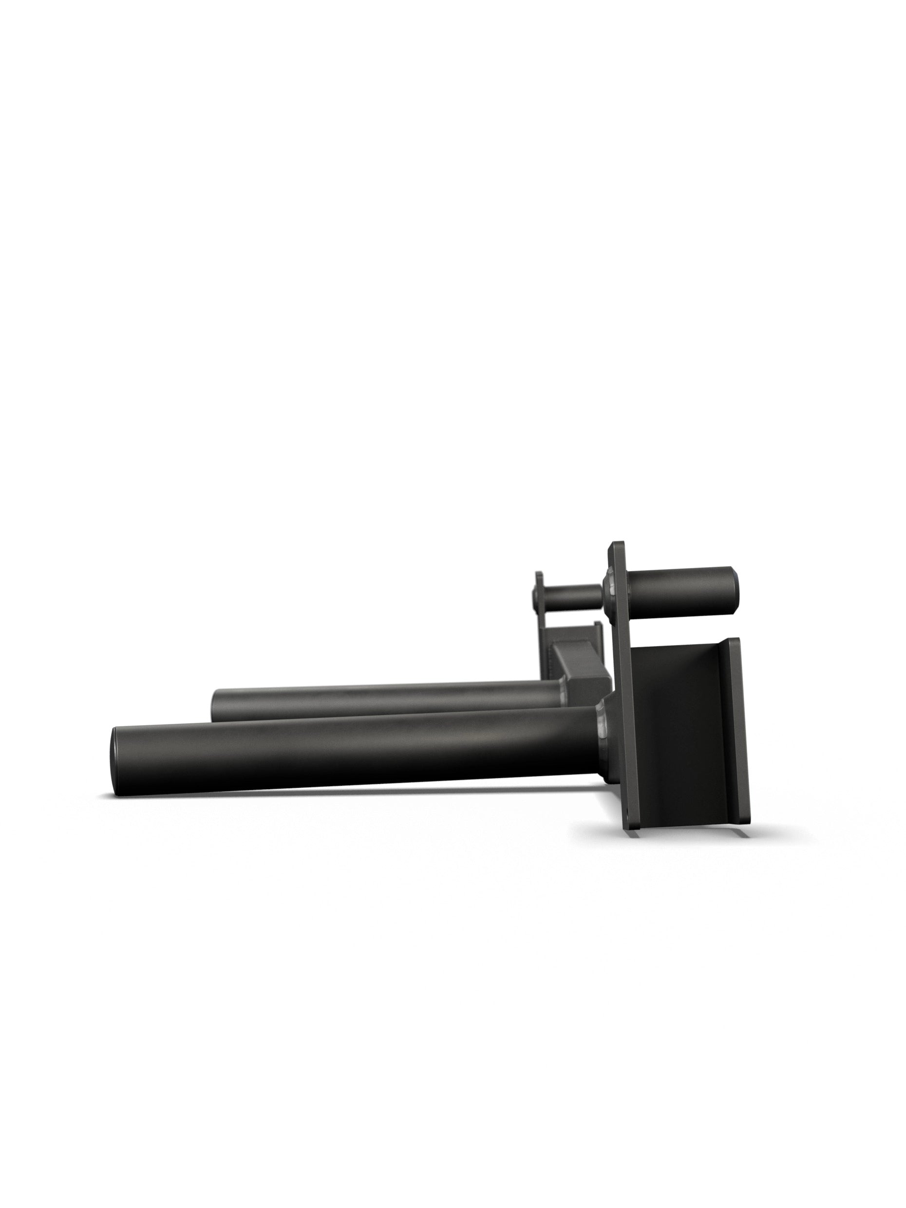 ATLETICA R5 Dip Bar – Detailansicht des Befestigungssystems am Power Rack für sichere Montage