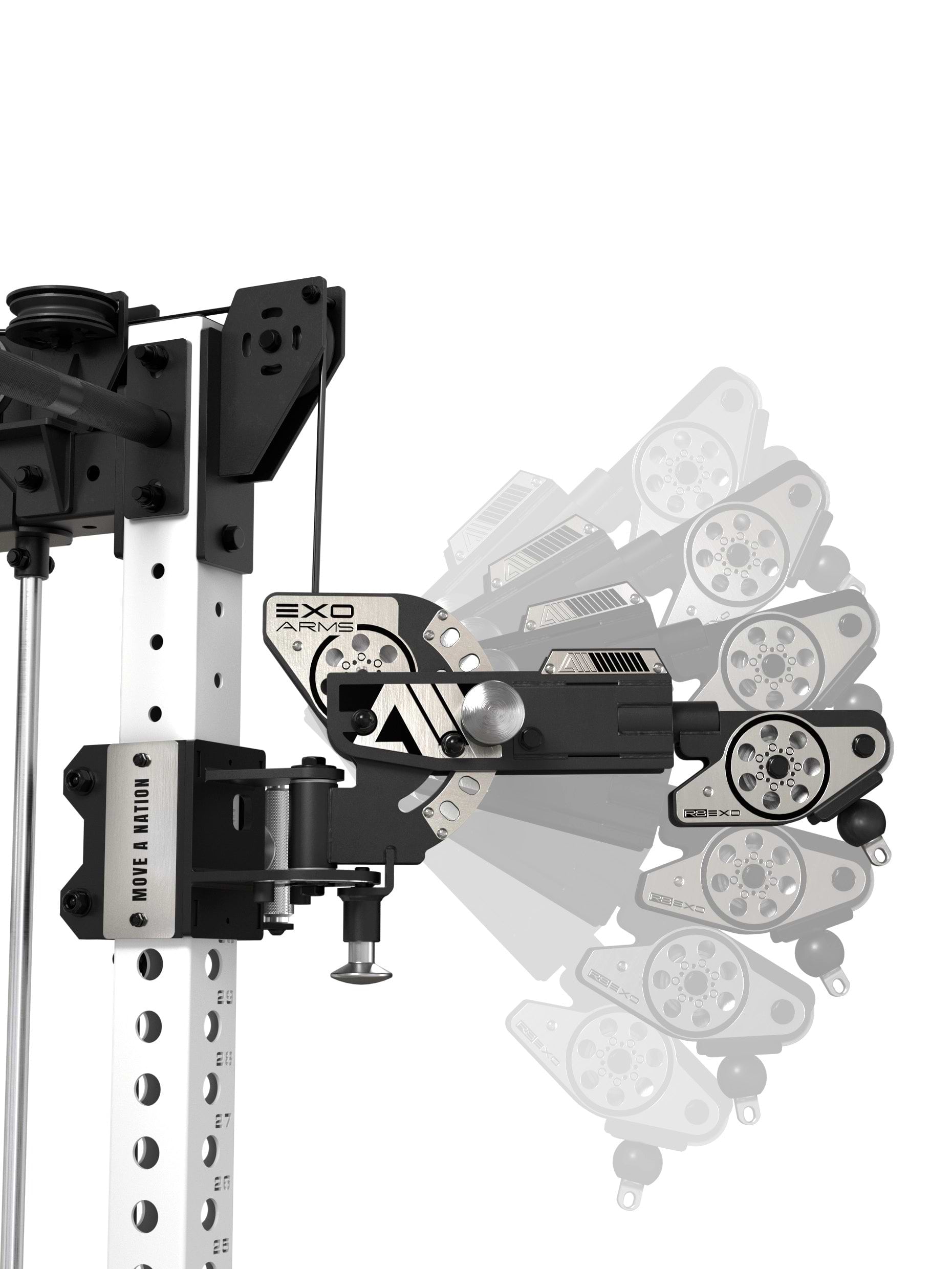 ATLETICA EXO Arms – Infografik 49 Winkelpositionen: 180° horizontal × 90° vertikal