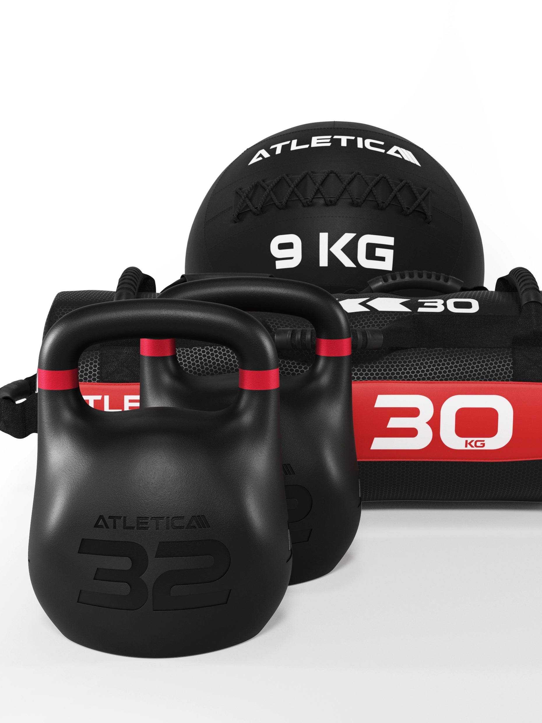Octagon  Kettlebells 32kg, Sandbag 30kg, Wall Ball 9kg im Set