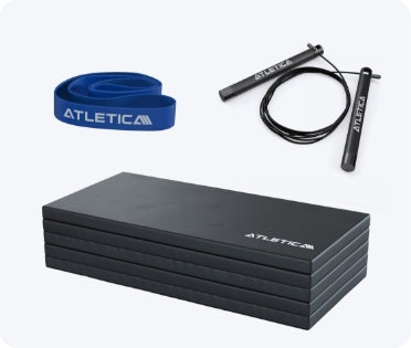 Fuctional Fitness Equipment: Warm up Kollektion mit Widerstandsbändern, Gymnastikmatte und Springseil