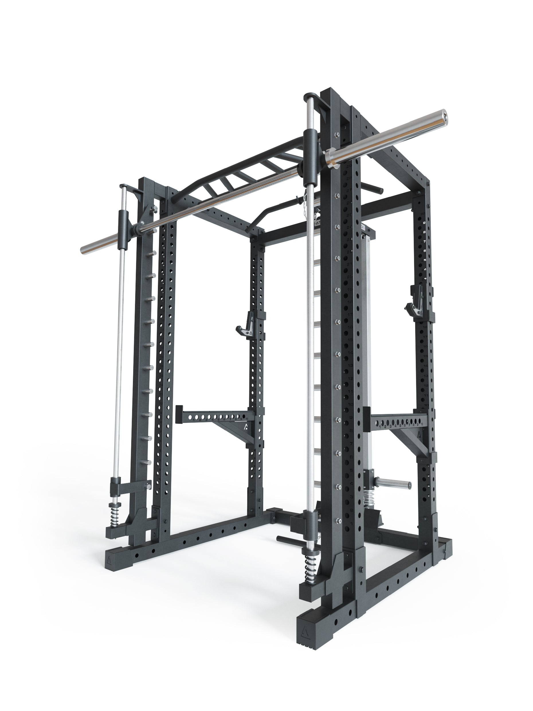 Power Rack R7-Forge: Squat Rack mit Smith Machine | Latzug & Langhantel | Smith kann optional vor oder hinter dem Rack angebracht werden, 