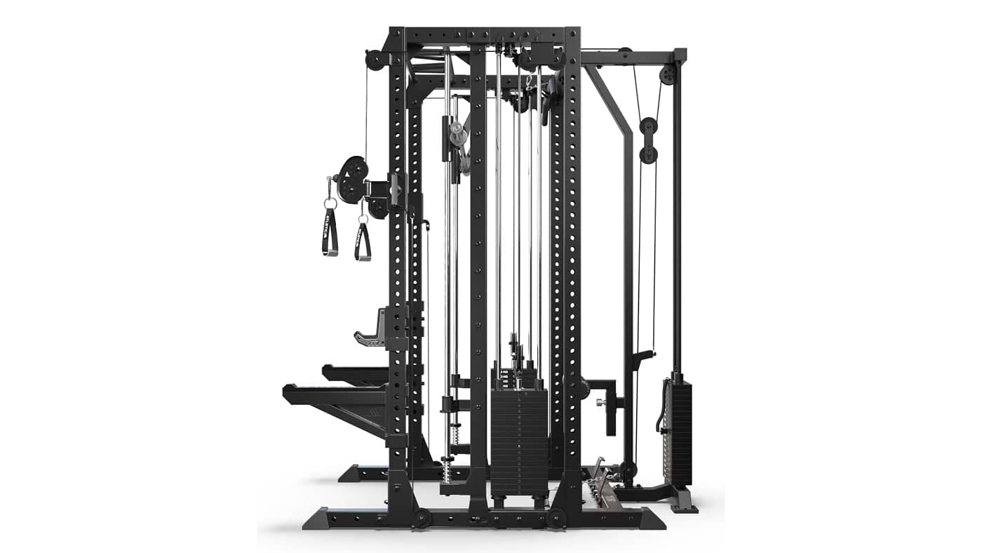 R7 EVO Fighter Power Rack med dubbla kabeldrag, Smith Machine och latsdrag