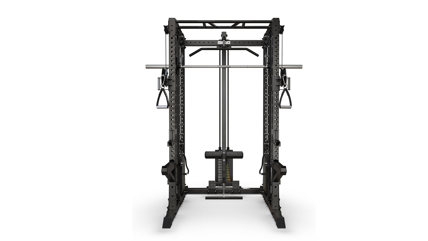 R7 EVO Fighter Power Rack med viktblock och latsdrag