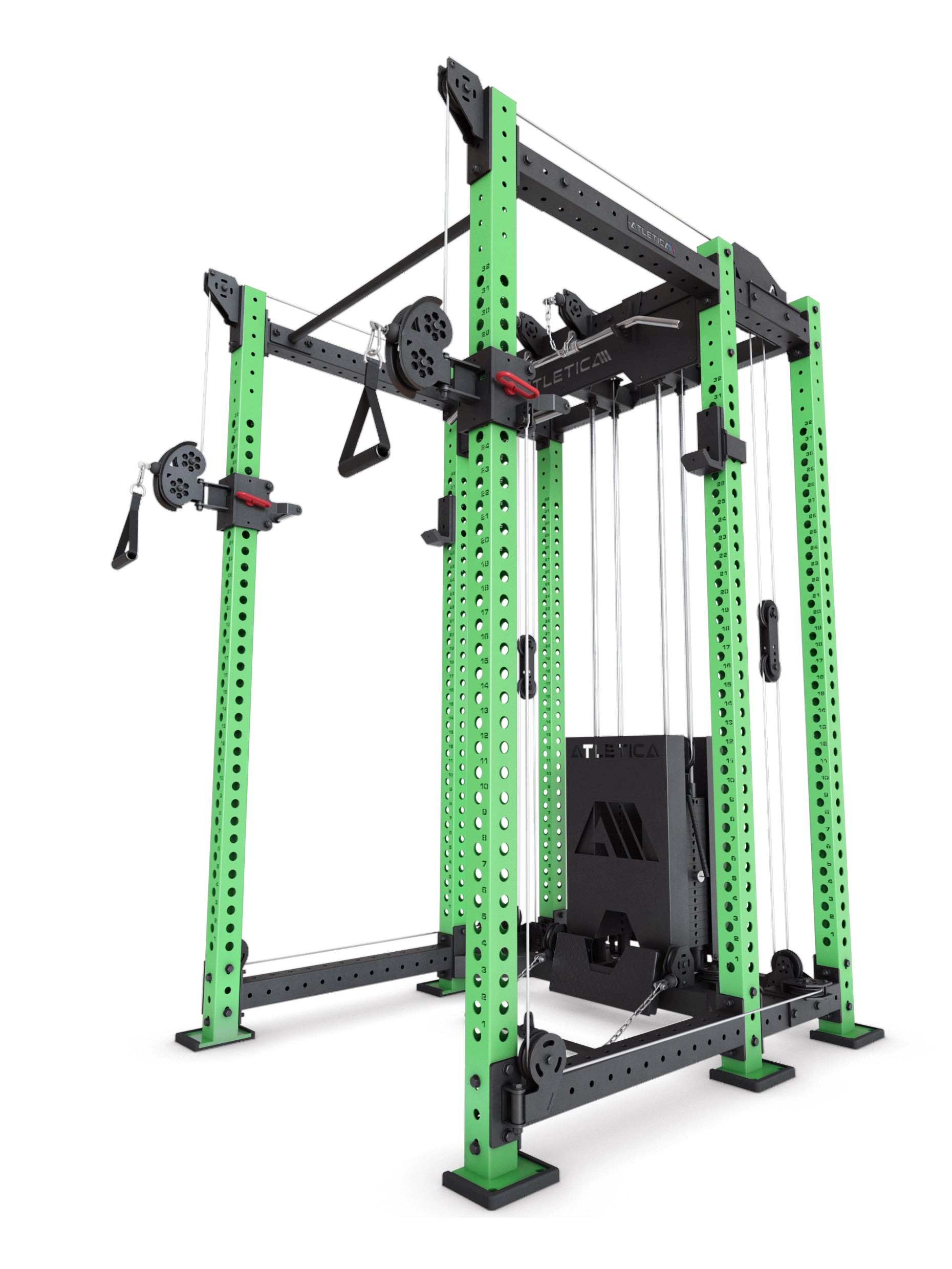 ATLETICA R8 Alpha Power Rack in Electric Green – Squat Rack & Kabelzugstation