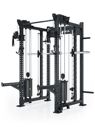 Dualer Kabelzug mit 2x95kg seitlichen Gewichtsblöcken | Sehr stabil | Modular ausbaubar mit Anbauteilen wie Smith Machine und Jammer Arms