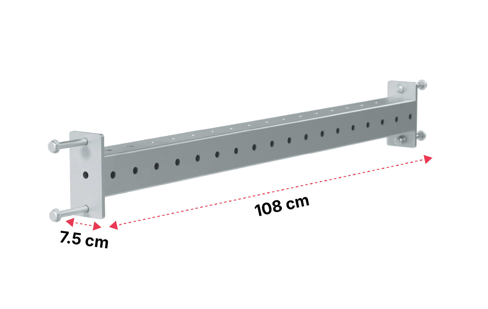 R8 Outdoor Power Rack Crossbar aus Edelstahl, 108cm: Dimensionen