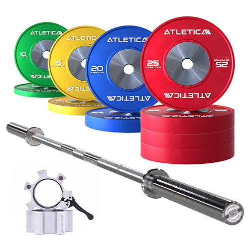 Competitive Plate Setting Beta Chrome Barbell Set | 190 kg Competition Plates | White Aluminum C