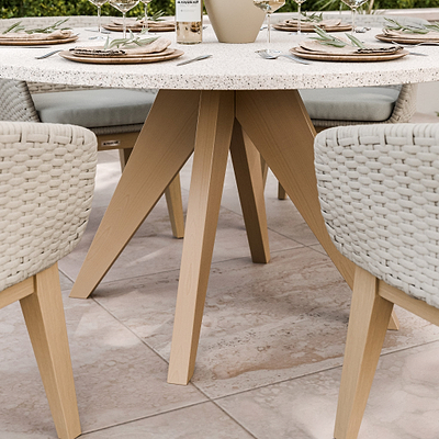 Astral 6 Seater Round Terrazzo Concrete Dining Set with Eden Dusk Dining Chairs