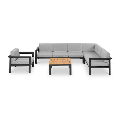 Austell Deluxe Corner Set with Teak Coffee Table