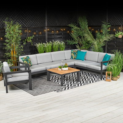 Austell Deluxe Corner Set with Teak Coffee Table