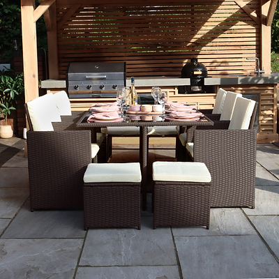 Cannes 10 Seater Rattan Cube Dining Set
