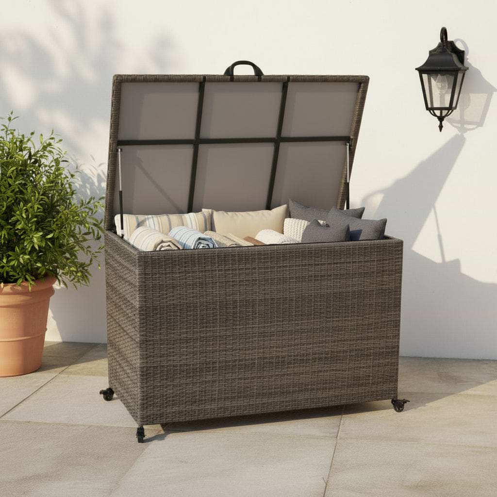 Charcoal Weave 510L Cushion Storage Box with Gas Lift