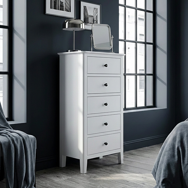 Elgin Grey Tallboy Chest with 5 Drawers